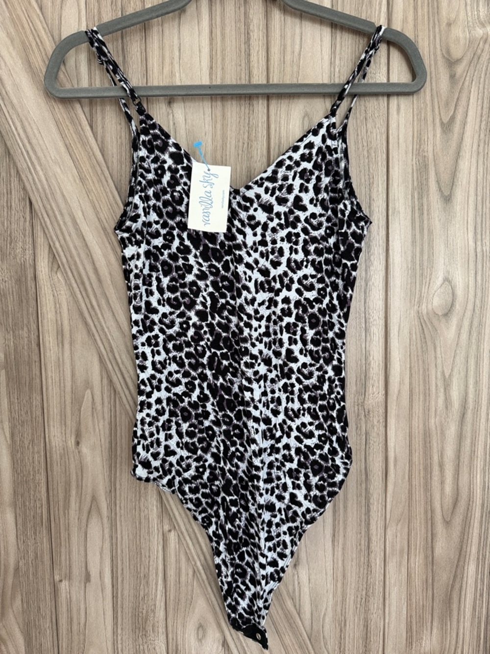 Leopard Print Bodysuit - Black & blue